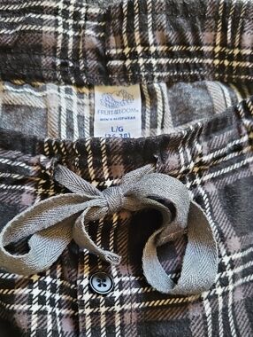 Fruit of the Loom Brown and Gray Plaid Men's Sleep Pants with Drawstring